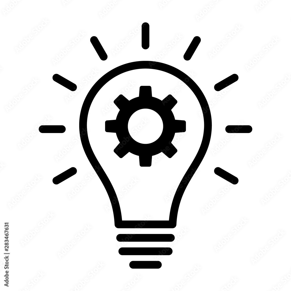 Poster lightbulb with idea innovation line art vector icon for business apps and websites