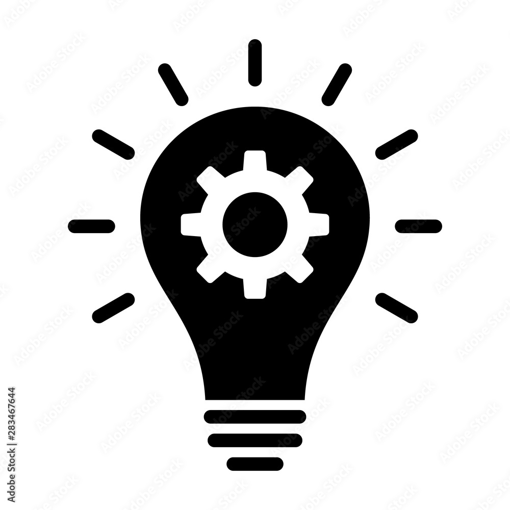 Aufkleber lightbulb with idea innovation flat vector icon for business apps and websites