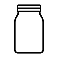 Mason jar glass container line art vector icon for food apps and websites - obrazy, fototapety, plakaty