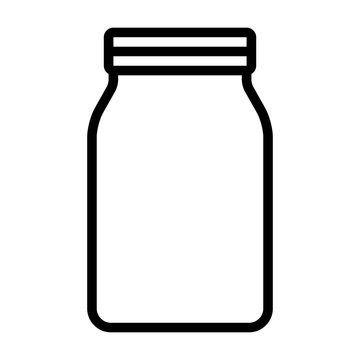 Mason jar glass container line art vector icon for food apps and websites