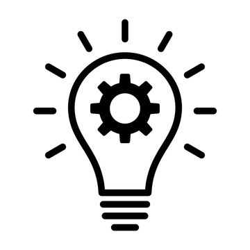 Lightbulb with idea innovation line art vector icon for business apps and websites