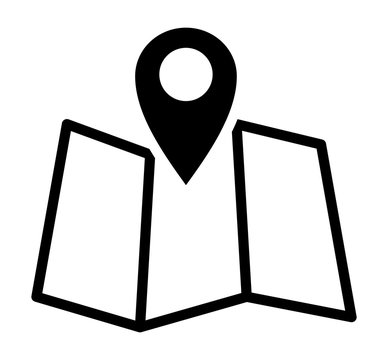 recommend clip art: Trifold map with GPS location marker line art vector icon for navigation apps and websites