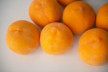 Fresh raw ripe peaches. Farm seasonal spanish fruits and vegetables