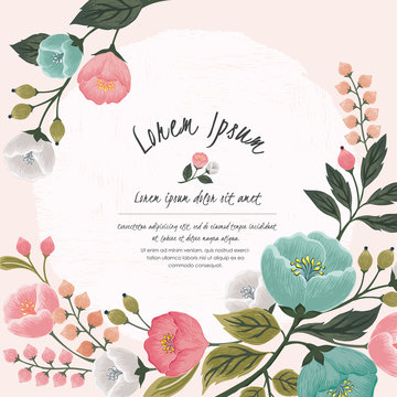  Vector illustration of a beatiful floral frame in spring for Wedding, anniversary, birthday and party. Design for banner, poster, card, invitation and scrapbook 