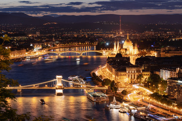 Budapest city, Hungarian Parliament and the Chain Bridge in Hungary