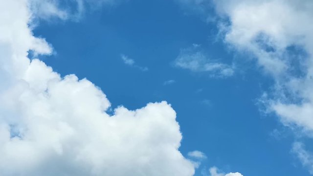 Fluffy blue sky and white clouds, slowly movement