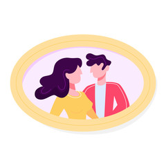 Photo of romantic couple in the frame