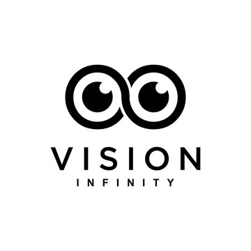 Illustration of Vision sign with both eyes clad in infinity symbols logo design
