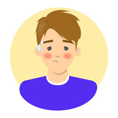 Man in fever with a high temperature as a symptom of flu