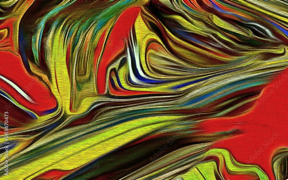 Poster abstract fractal psychedelic shape texture with color pencil stylization