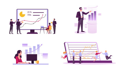 Stock market concept set. Idea of finance investment
