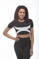 Portrait young African American woman isolated on a white background.