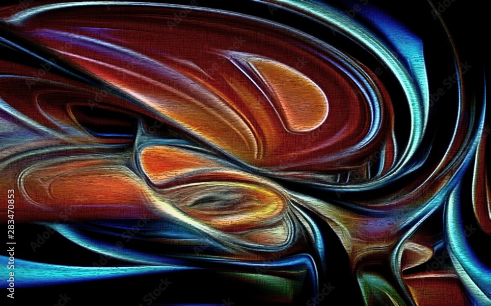 Poster abstract fractal psychedelic shape texture with color pencil stylization