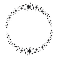 Stardust frame. Shiny star circle frame, starry glitter stamp and round magic twinkle stars trace. Shine stardust swirl, shining glowing halo for party decor. Isolated vector symbol