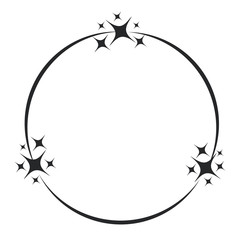 Stardust frame. Shiny star circle frame, starry glitter stamp and round magic twinkle stars trace. Shine stardust swirl, shining glowing halo for party decor. Isolated vector symbol