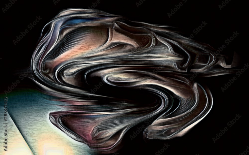 Poster abstract fractal psychedelic shape texture with color pencil stylization