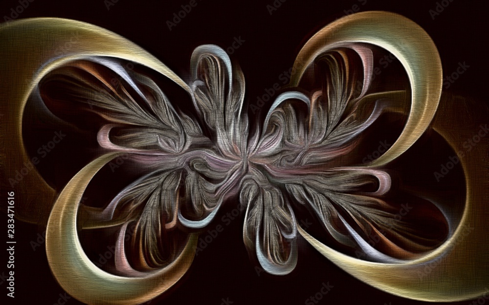 Poster abstract fractal psychedelic shape texture with color pencil stylization