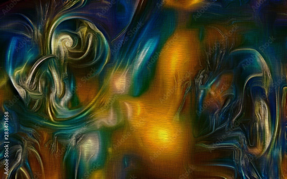 Poster abstract fractal psychedelic shape texture with color pencil stylization