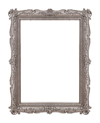 Silver frame for paintings, mirrors or photo isolated on white background