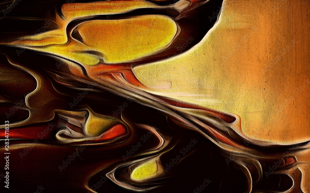 Poster abstract fractal psychedelic shape texture with color pencil stylization