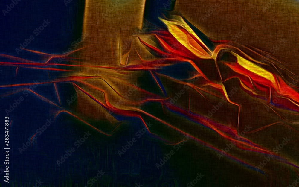 Poster abstract fractal psychedelic shape texture with color pencil stylization