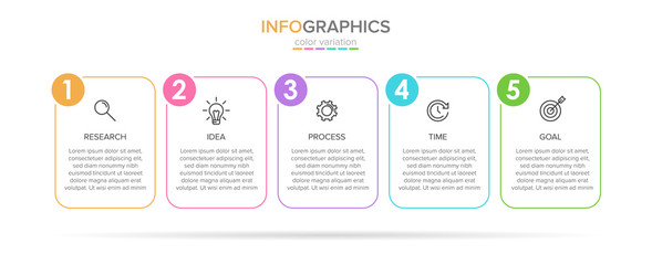 Vector infographic label template with icons. 5 options or steps. Infographics for business concept. Can be used for info graphics, flow charts, presentations, web sites, banners, printed materials.