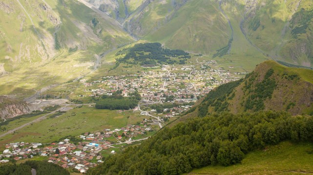 Stepancminda, a town at the bottom of th Kazbek mountain.