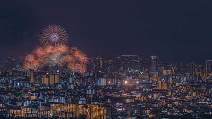 都市夜景花火