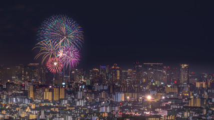 都市夜景花火