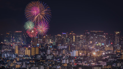 都市夜景花火