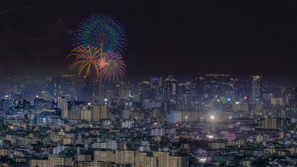 都市夜景花火