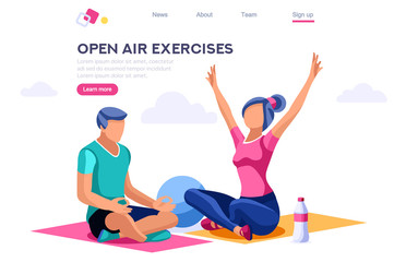 Relaxation Sport Clipart. Healthy Old Wear, Lifestyle, Together Activity, Energy Clip. Open Air Leisure for Exercise Playing. Cartoon Flat Vector Illustration Hero Image Isometric Banner.