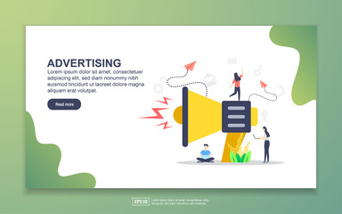 Landing page template of advertising. marketing strategy, online advertising. Modern flat design concept of web page design for website and mobile website. Easy to edit and customize.