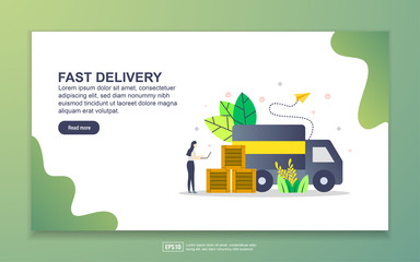 Landing page template of fast delivery. Modern flat design concept of web page design for website and mobile website. Easy to edit and customize.