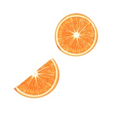 Realistic orange slice isolated on white background