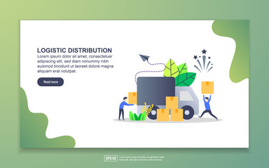 Landing page template of logistic distribution. Modern flat design concept of web page design for website and mobile website. Easy to edit and customize.