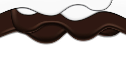 Flowing dark chocolate and milk chocolate on isolated white background, Abstract melt