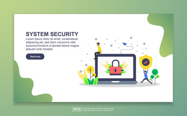 Landing page template of system security. Modern flat design concept of web page design for website and mobile website. Easy to edit and customize.