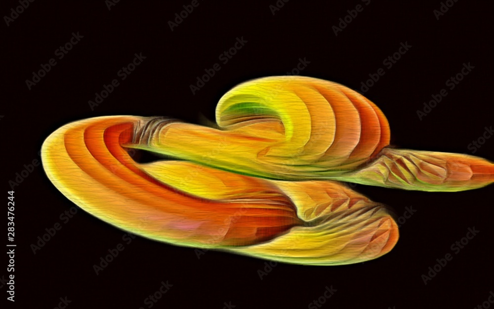 Poster abstract fractal psychedelic shape texture with color pencil stylization