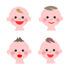 Babies faces on white background. Vector illustration.