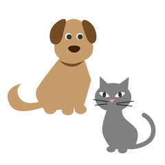 Dog and cat cartoon full body on white background. Vector illustration.