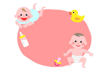 Babies and baby items. Vector illustration.