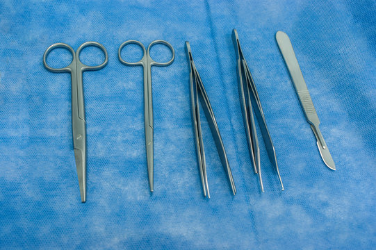 a surgery instruments on the table