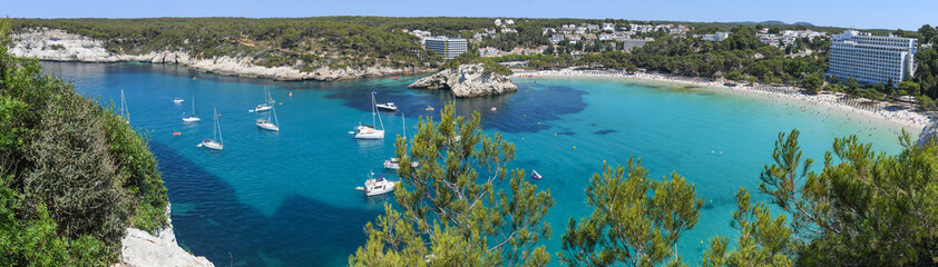 Panoramic view of Cala Galdana in Menorca