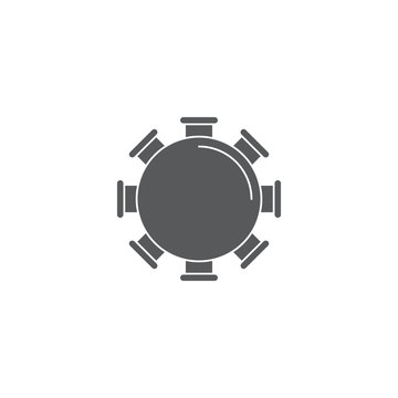 Round table and chairs top view vector icon isolated on white background