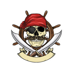 Naklejka premium Sketch pirate skull