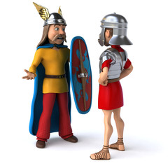 Fototapeta premium Roman and Gaul - 3D Illustration