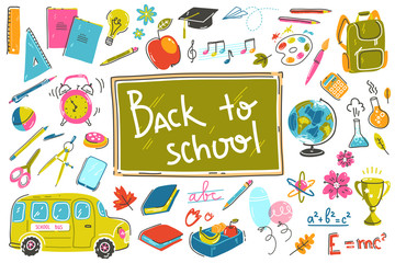 Doodle back to school collection. Vector illustrations in sketchy light style - 283479248