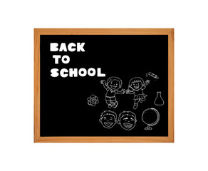 alphabet letters  with text back to school  on black board,abstract font
