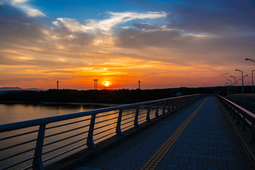 Fototapeta na wymiar sunset on the sea, Fukuoka Japan